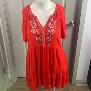 Knox Rose Red Embroidered  Boho Dress SZ Large